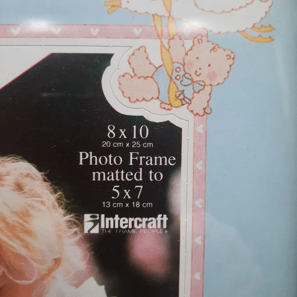 Intercraft 8x10‎ Photo Frame Mattable to 5x7 Baby Stork Teddy Bear Design